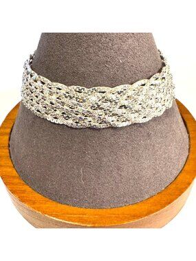 Italy Solid Sterling Silver 925 Woven Braided Chain Bracelet Size 7.25" Length